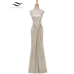 Mermaid Sequined V Neck Bridesmaid Dress