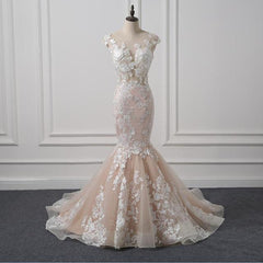 Mermaid Wedding Dress Blush Pink Champagne- Boho-chic style