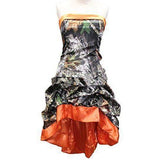 Mossy Oak Camo Strapless Hi-lo Orange Camouflage Bridesmaid Dress Corset Back