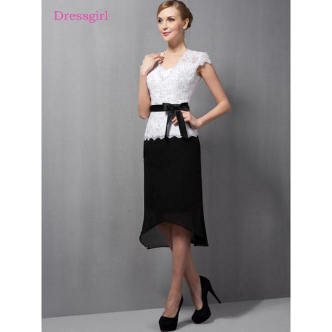 Mother Of The Bride Dresses A-line Chiffon Lace Beaded Hi Low Short Elegant Groom Mother Dresses Wedding