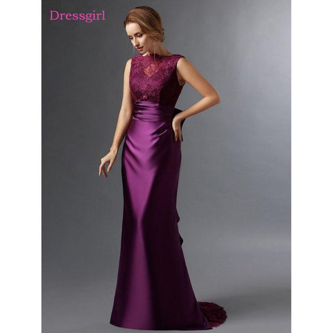 Mother Of The Bride Dresses Mermaid Satin Lace Bow Evening Dress Plus Size Long Elegant Groom Mother Dresses Wedding