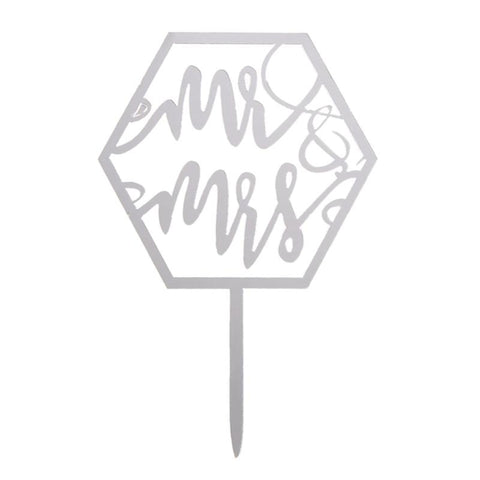 Mr & Mrs Bride And Groom Romantic Cake Topper