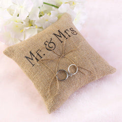 Mr & Mrs Burlap Jute Ring Bearer Pillow