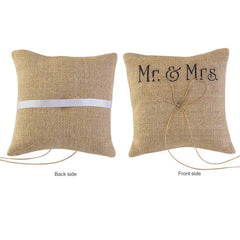 Mr & Mrs Burlap Jute Ring Bearer Pillow