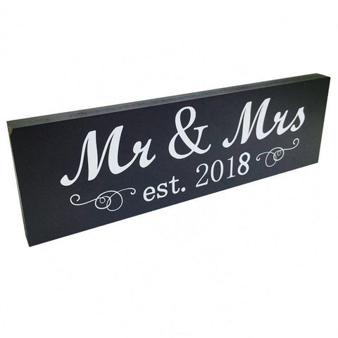 Mr & Mrs est. 2018 Wooden Sign Block Sign Plaque Wedding Present Newlywed Gift Decoration