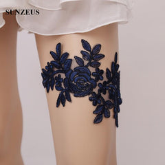 Navy Blue Appliques Bridal Garter