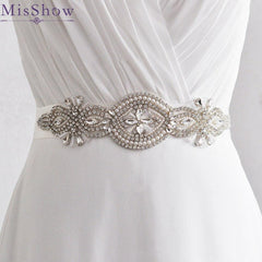 New Crystal Rhinestone & Pearl Wedding Dress Belt