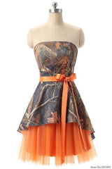 Orange Camouflage Bridesmaid Dresses