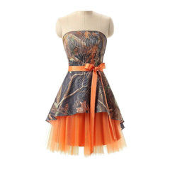 Orange Camouflage Bridesmaid Dresses