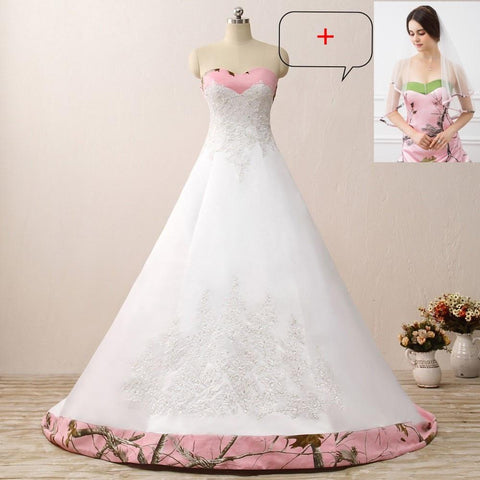 Pink Camo Wedding Dresses Sleeveless Sweetheart Lace Up Camouflage