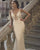 Plunging Neck Mermaid Wedding Dress with Sparkle Sequin Tulle Lace Layer Bridal Gown