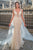 Plunging Neck Mermaid Wedding Dress with Sparkle Sequin Tulle Lace Layer Bridal Gown