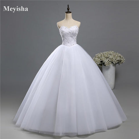 Princess Style Wedding Dress Lace White/Ivory Lace and Pearls SIZES 2-26