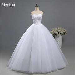 Princess Style Wedding Dress Lace White/Ivory Lace and Pearls SIZES 2-26