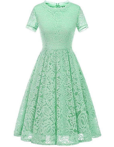 Tea Length Floral Lace Cocktail Dress