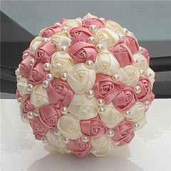 Satin Rose Artificial Flowers Wedding Bouquet