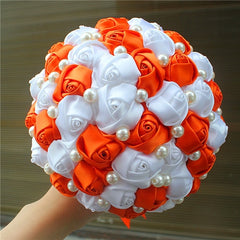 Satin Rose Artificial Flowers Wedding Bouquet