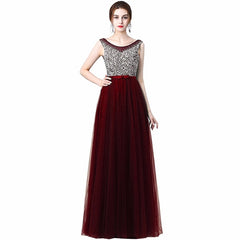 Luxury Style Tulle Evening Dress with Bling Bead and Crystal Pearl