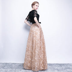 Black & Gold A-Line Long Celebrity Dress