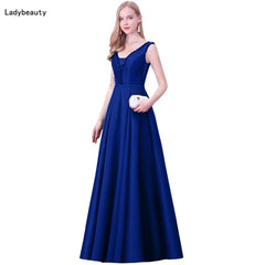 Beaded V-Neck A Line Evening Dress