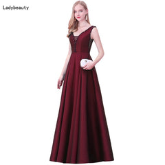 Beaded V-Neck A Line Evening Dress