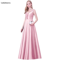 Beaded V-Neck A Line Evening Dress