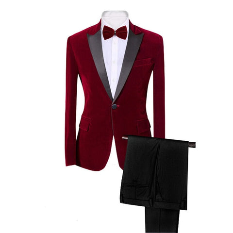 Mens Classic 3 Pieces Set Velvet Suits