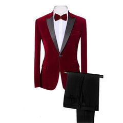 Mens Classic 3 Pieces Set Velvet Suits