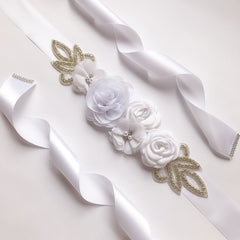 Satin Flower Wedding Sash