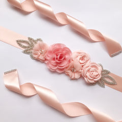 Satin Flower Wedding Sash