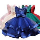 Flower Cake tutu Kids Clothing Elegent hand beading Girls Dresses for Children Princess Party Custumes 2-10 Years