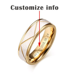 Matte Finish Stainless Steel Gold Plated Couple Bands