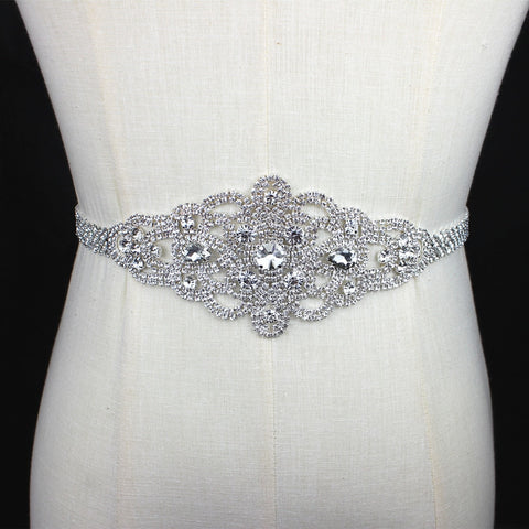Silver Bridal Belt Rhinestone Waistband