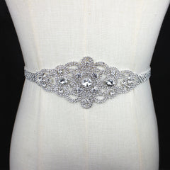 Silver Bridal Belt Rhinestone Waistband