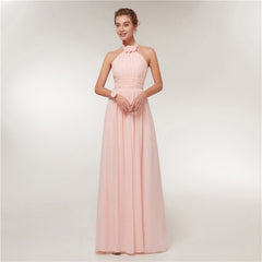 Pink Chiffon Bridesmaid Dresses  A-Line Sleeveless