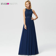 Long Bridesmaid Dresses A Line Pleated Chiffon Lace