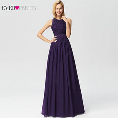Long Bridesmaid Dresses A Line Pleated Chiffon Lace