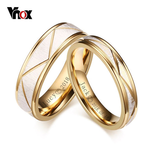 Matte Finish Stainless Steel Gold Plated Couple Bands