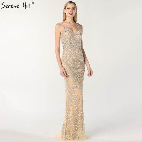 Diamond Beading Celebrity Inspired Mermaid Evening Gown