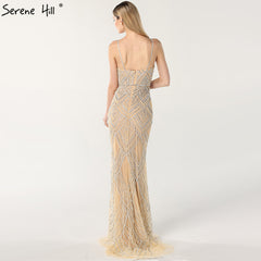 Diamond Beading Celebrity Inspired Mermaid Evening Gown