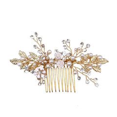 Gold Pearl Rhinestone Hair Combs
