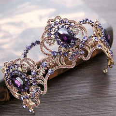 Purple flower crystal wedding tiara