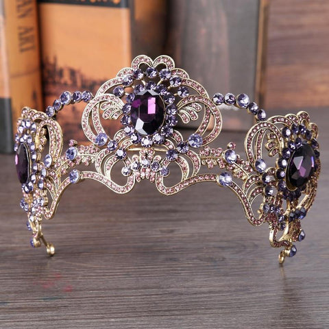 Purple flower crystal wedding tiara