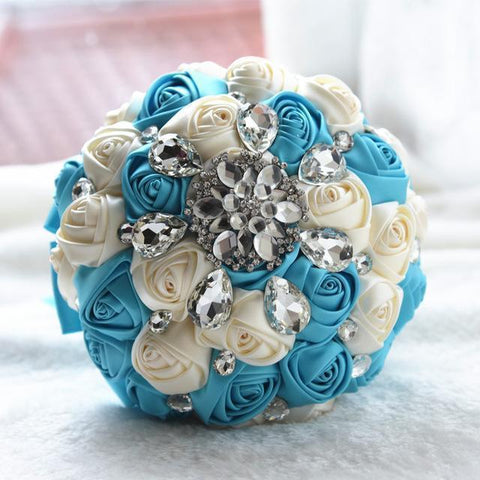 Rhinestones Wedding Bouquet Satin Multiple Colors