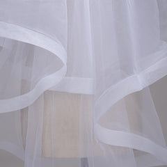 Ribbon Edge Short Wedding VeiL with Comb Two Layers Tulle