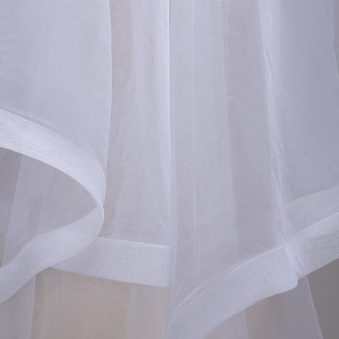 Ribbon Edge Short Wedding VeiL with Comb Two Layers Tulle