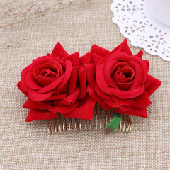 Rose Flower Hair Comb Multiple Colors