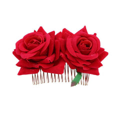 Rose Flower Hair Comb Multiple Colors