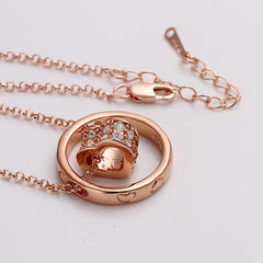 Rose Gold Plated Rolling Hearts Necklace