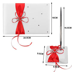 Satin Bows  Guest Book  With Pen 6 Colors